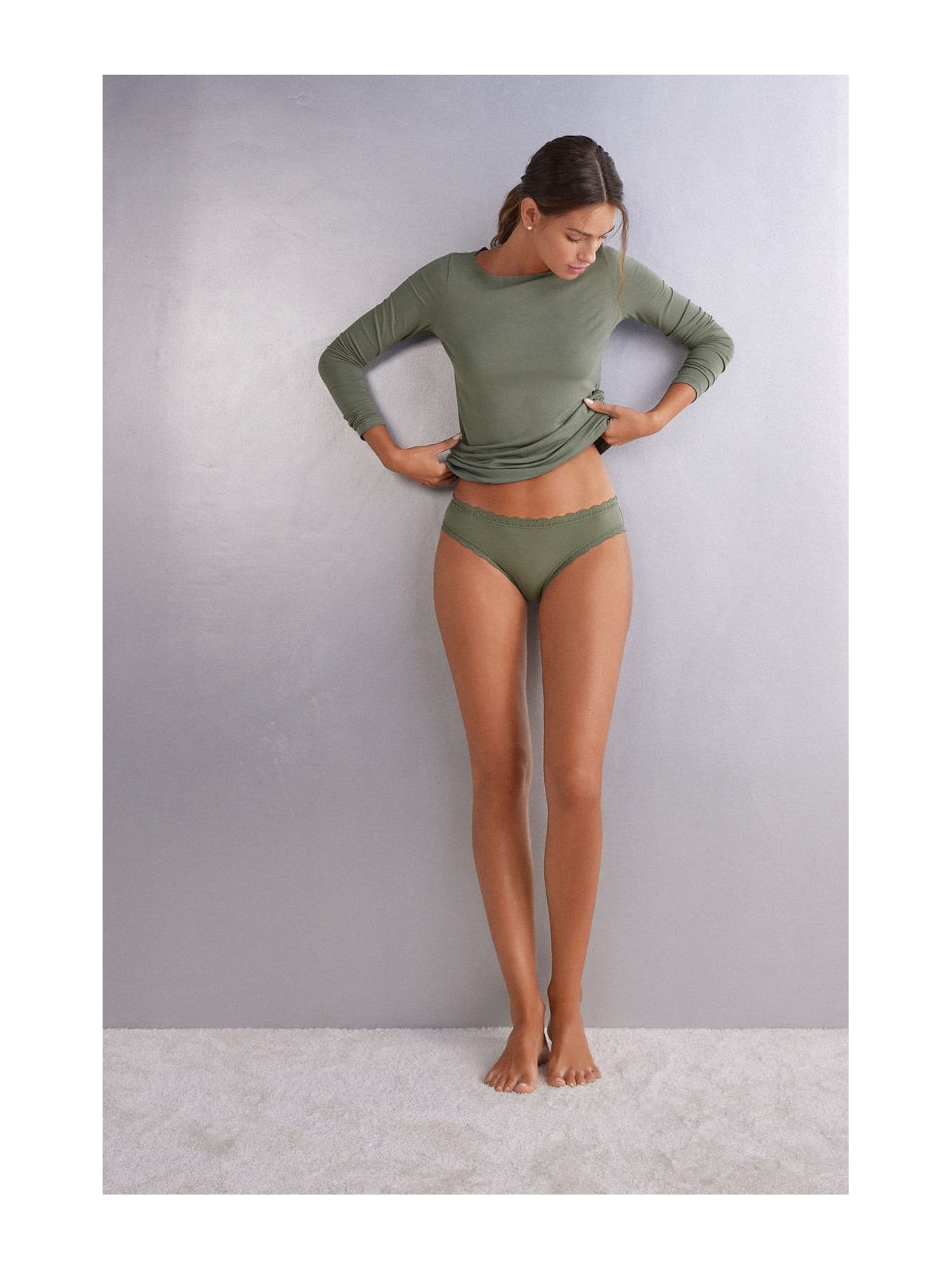 Calcinha Em Algodão e Renda Verde Intimissimi