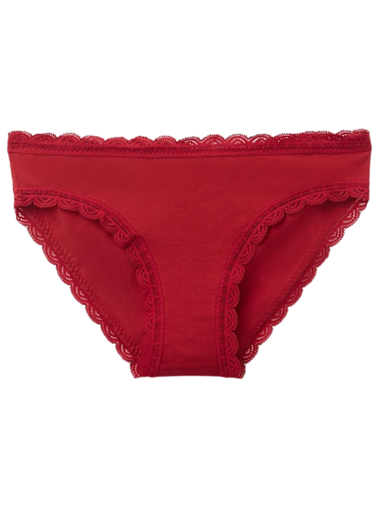 Calcinha Em Algodão e Renda - Vermelho