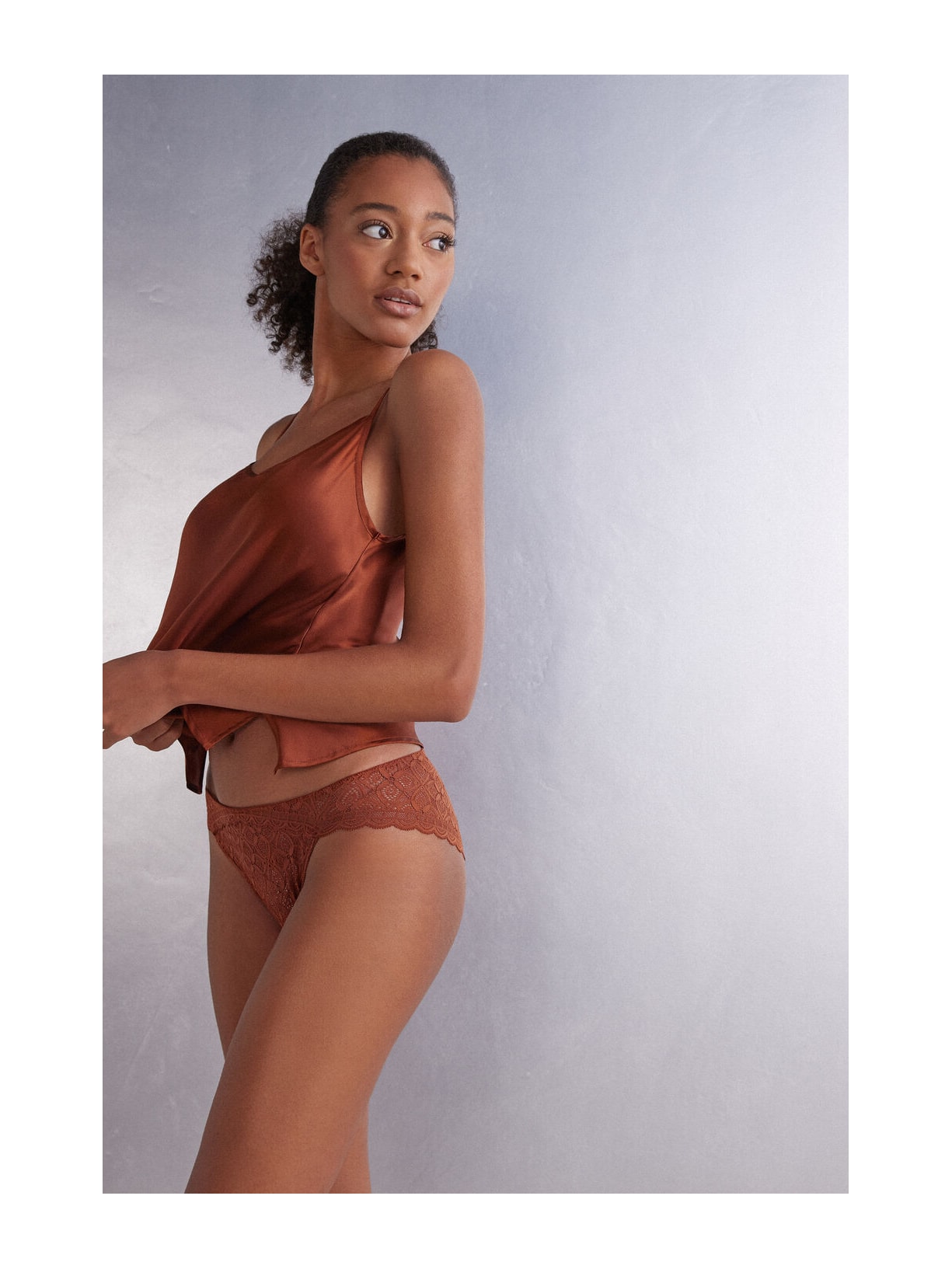 Calcinha Em Renda Cintura Baixa Laranja Intimissimi