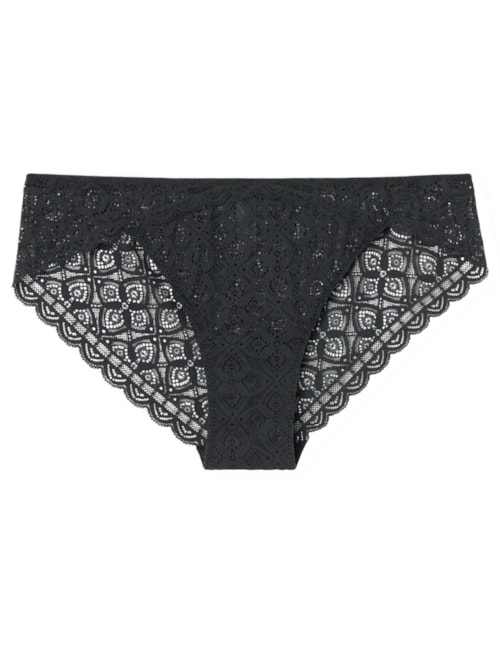 Calcinha Em Renda Cintura Baixa - Preto