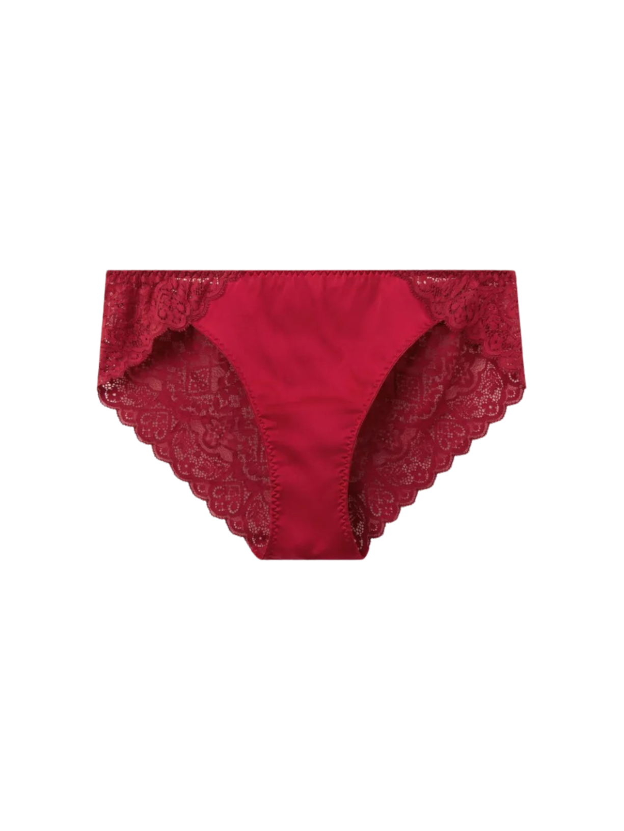 Calcinha Em Seda e Renda - Vermelho