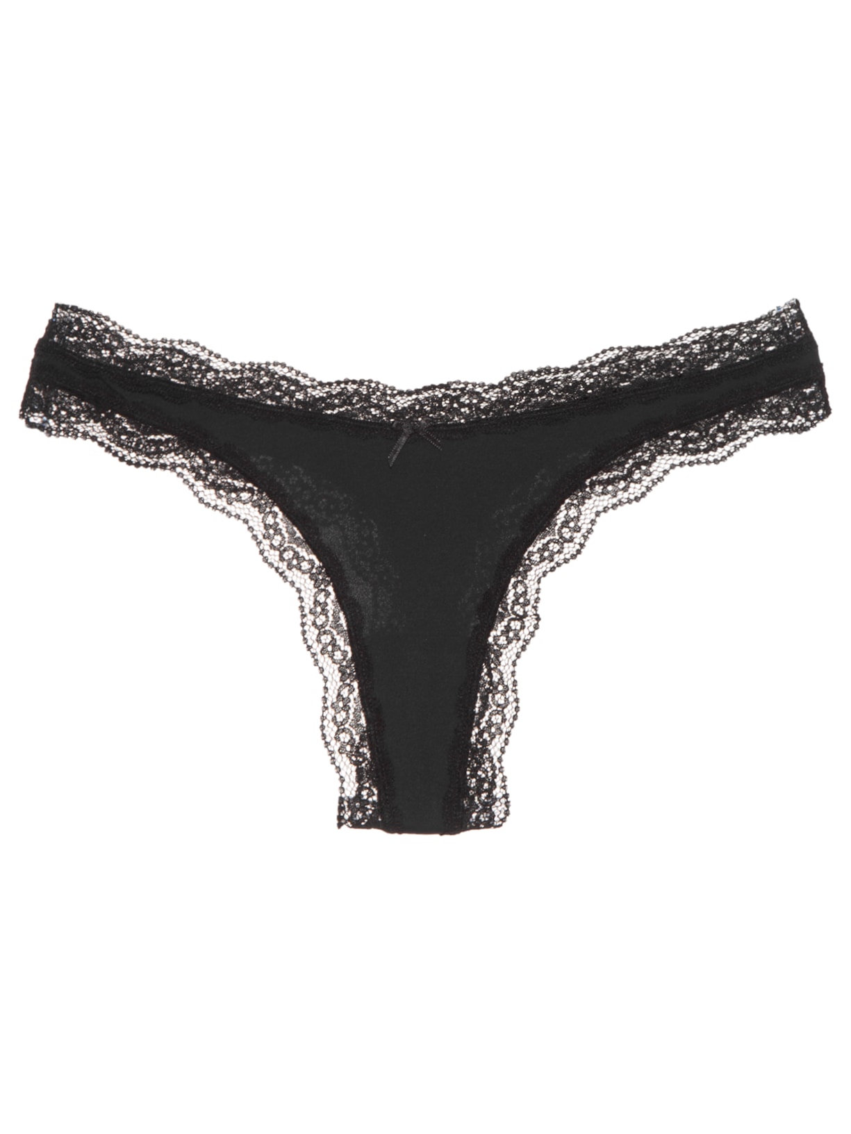 Calcinha Fio Com Renda Skin - Preto