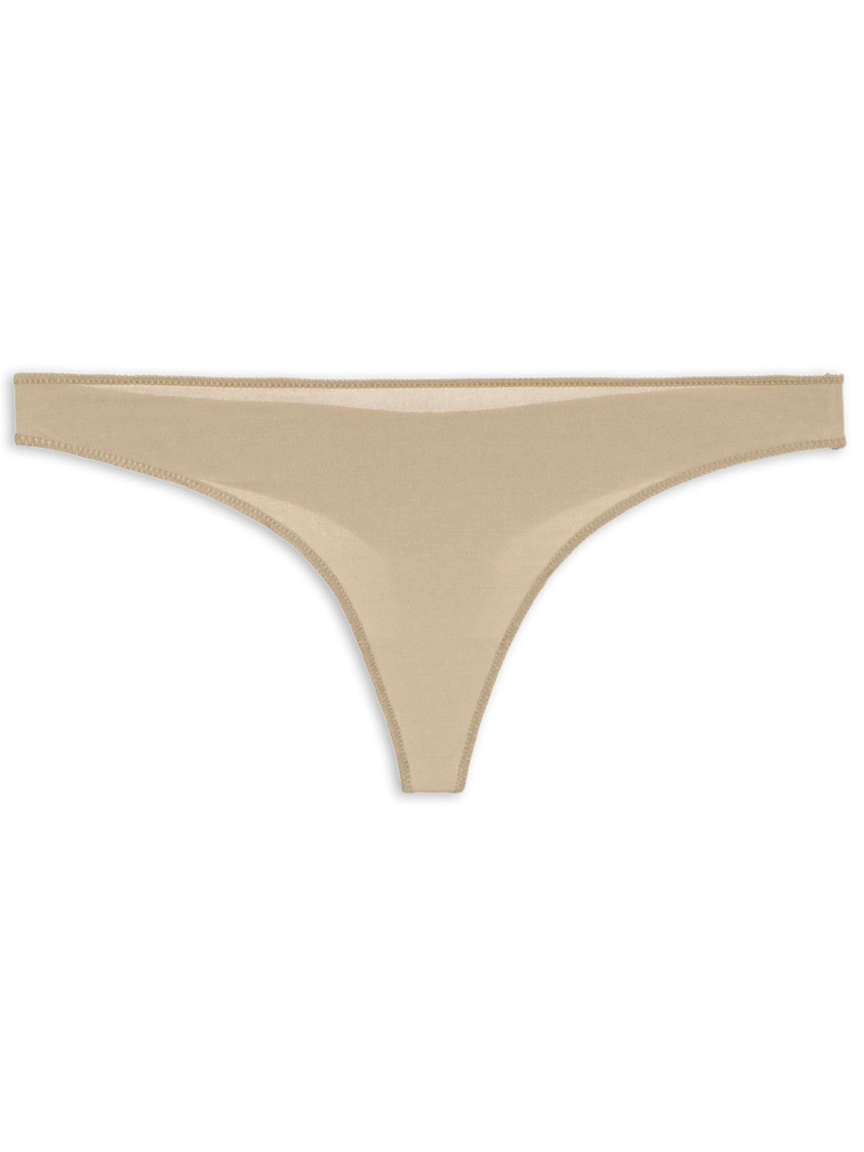 Calcinha Fio Dental Acabamento Invisível Em Microfibra - Bege