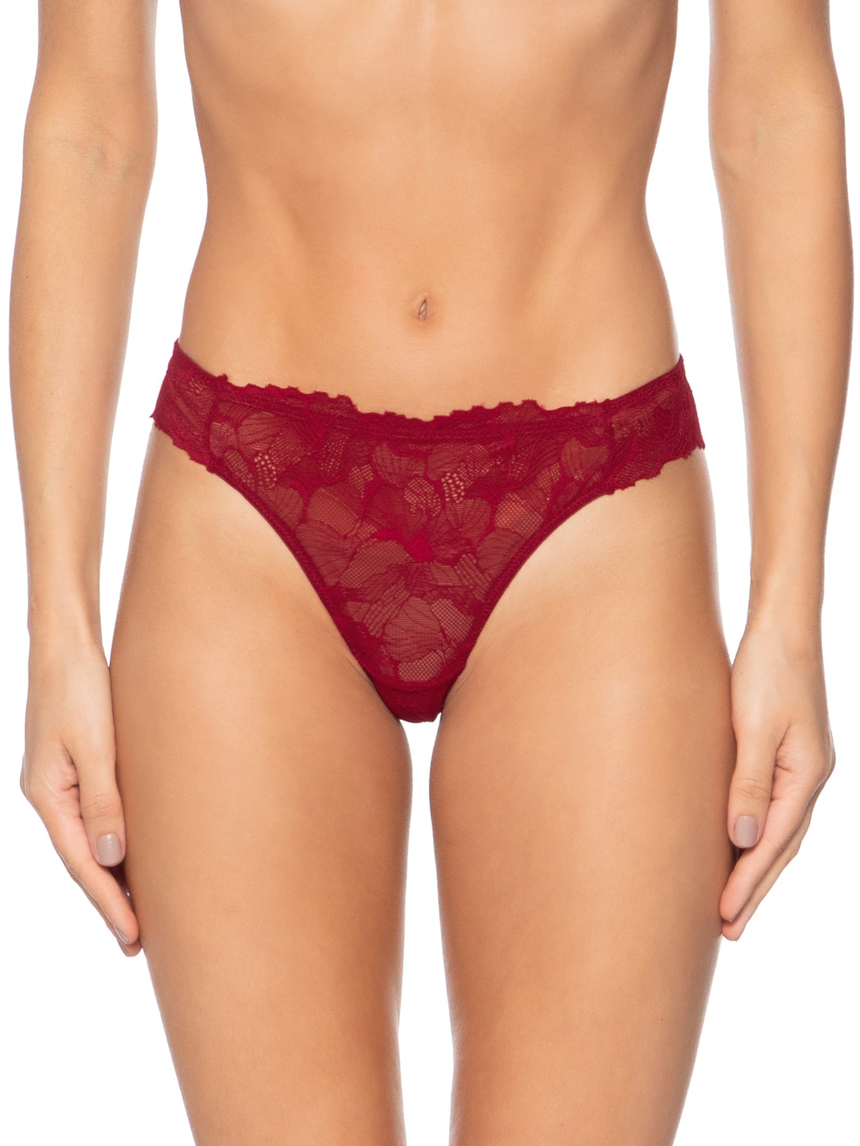 Calcinha Fio Dental Bridal Lace Vermelho Calvin Klein Underwear