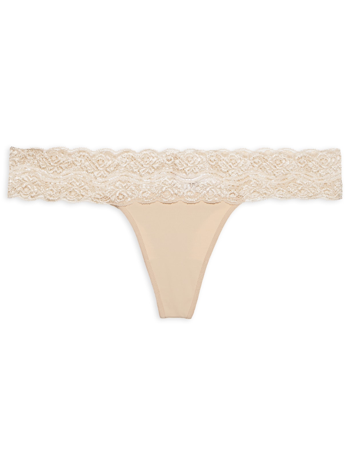 Calcinha Fio Dental Com Detalhe Em Renda - Bege
