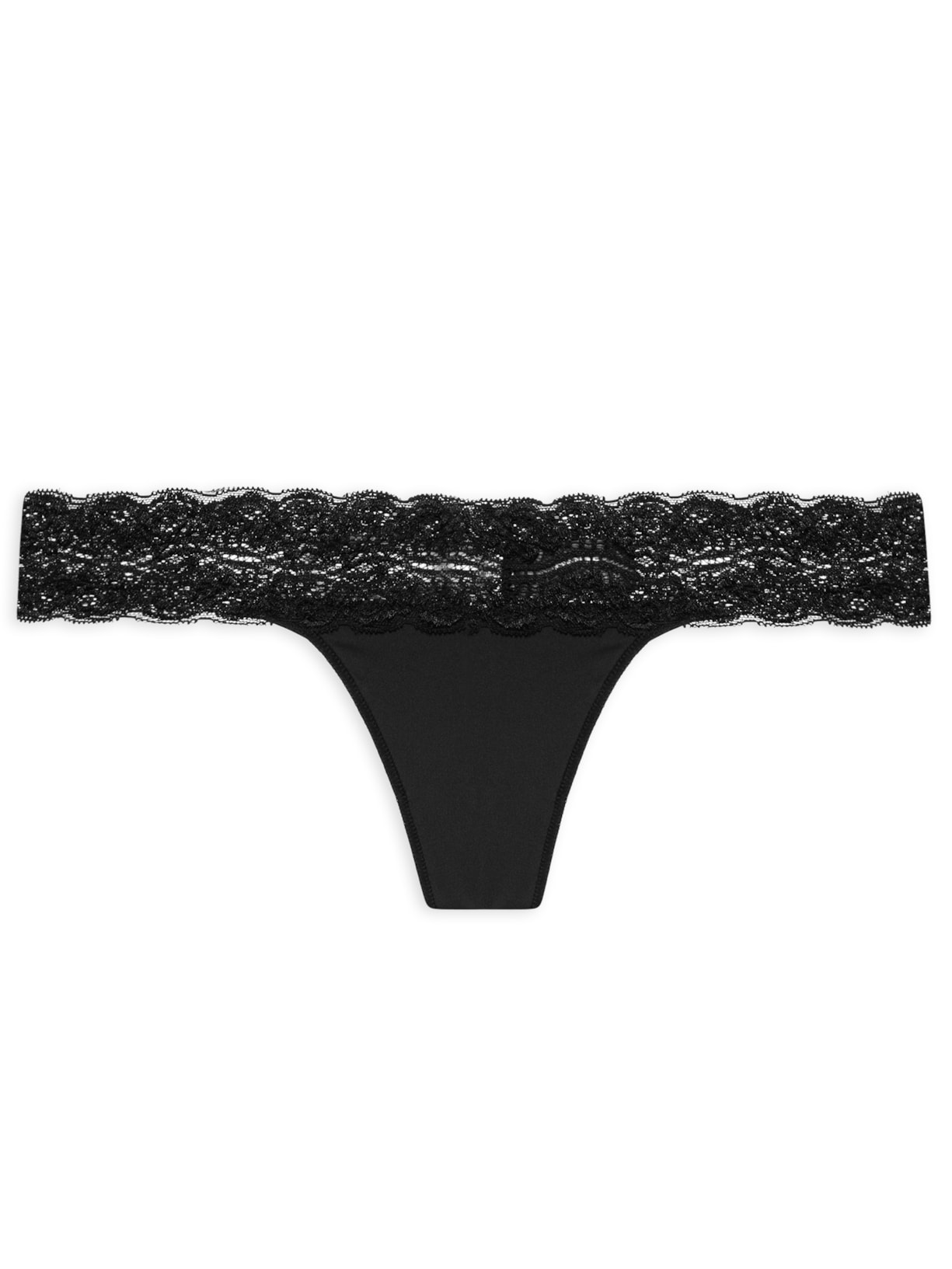 Calcinha Fio Dental Com Detalhe Em Renda - Preto