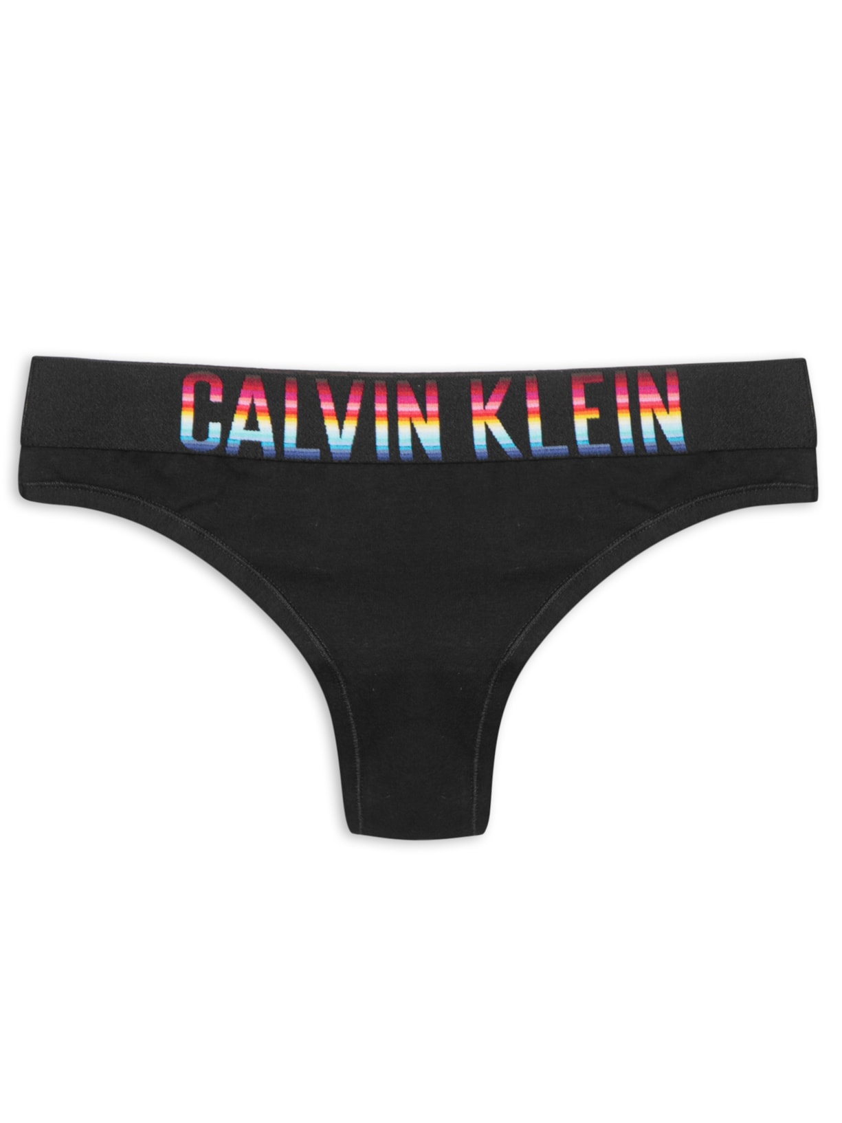 Calcinha Fio Dental Cotton Ck Pride - Preto