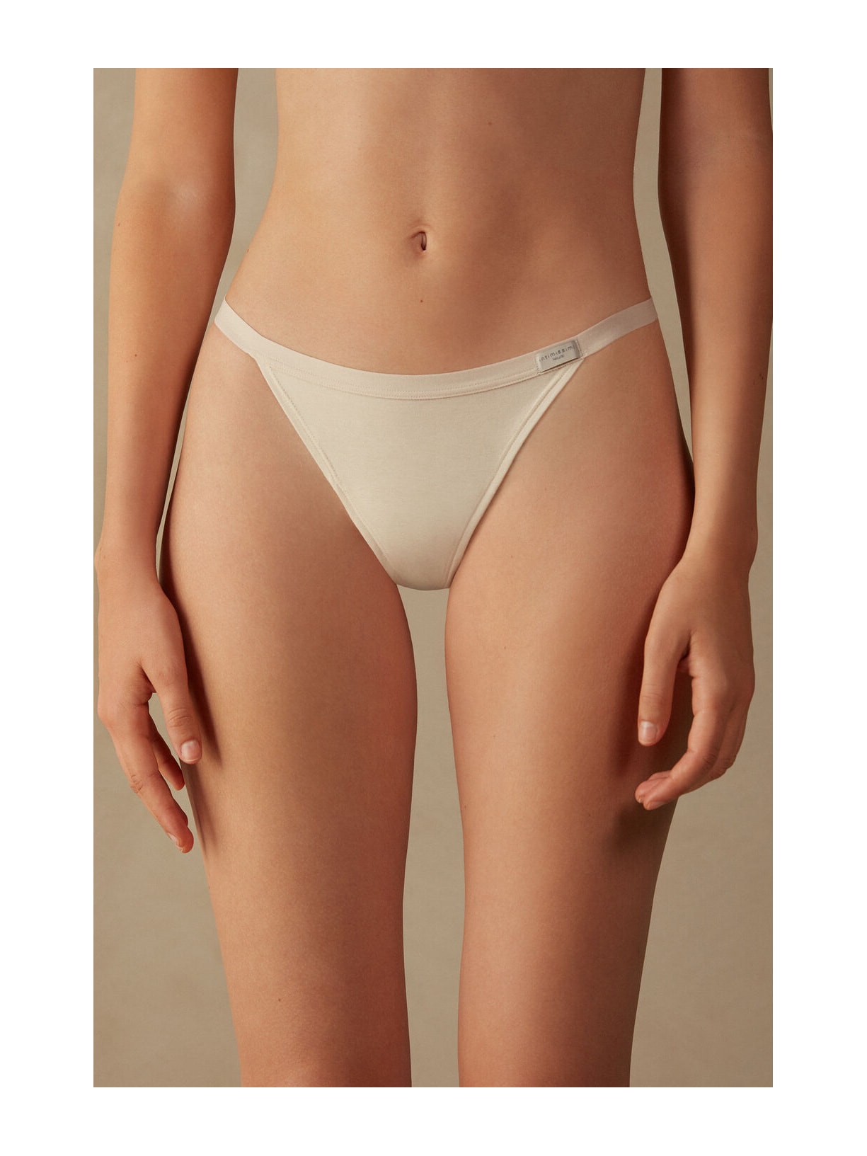 Calcinha Fio Dental Em Algodão Bege Intimissimi