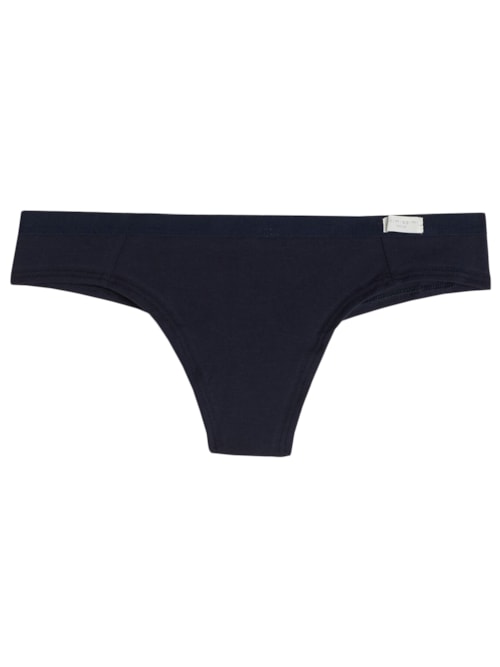 Calcinha Fio Dental Em Algodao Natural - Azul