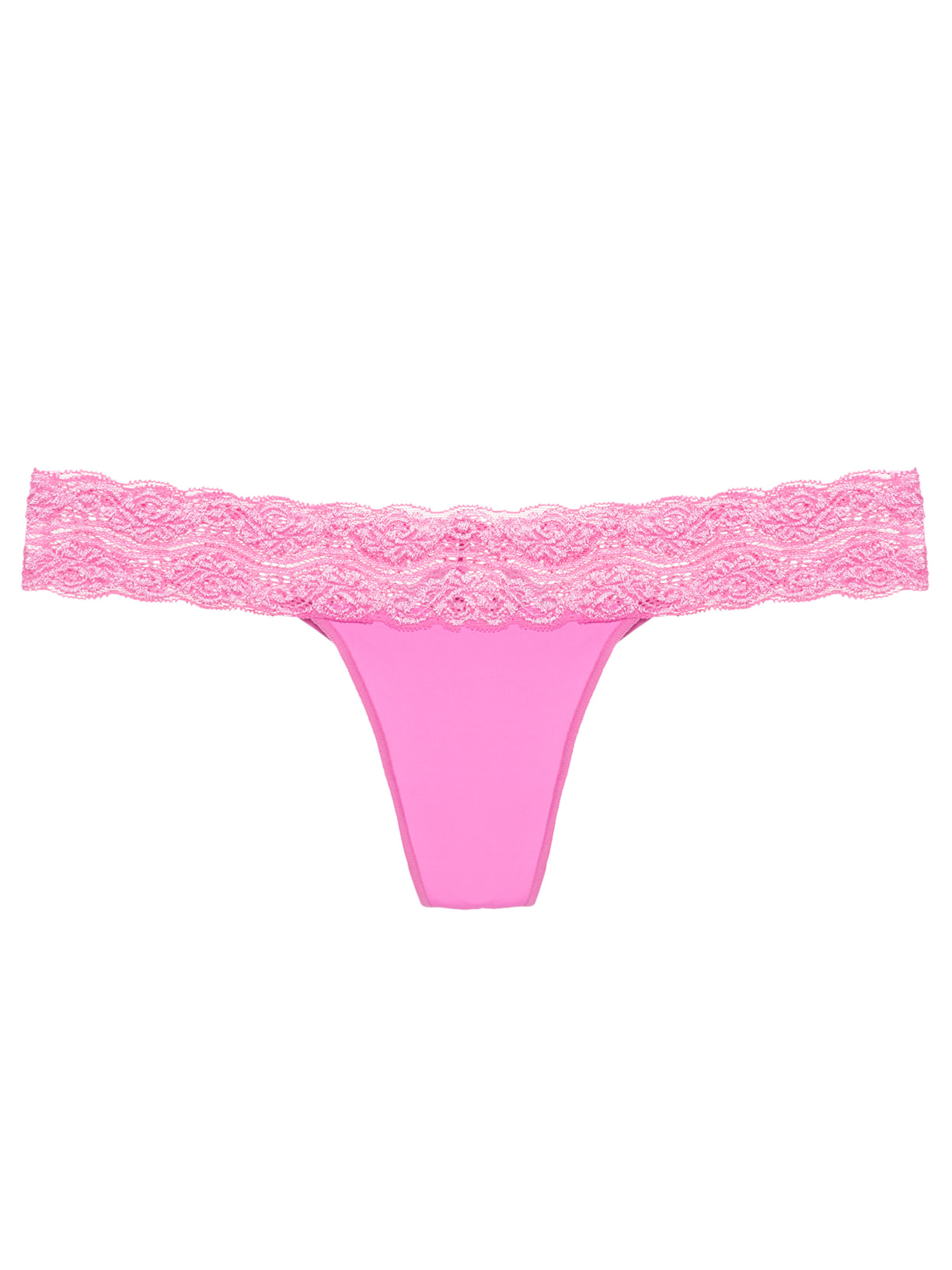 Calcinha Fio Dental Em Microfibra Com Cós Em Renda Rosa Hope