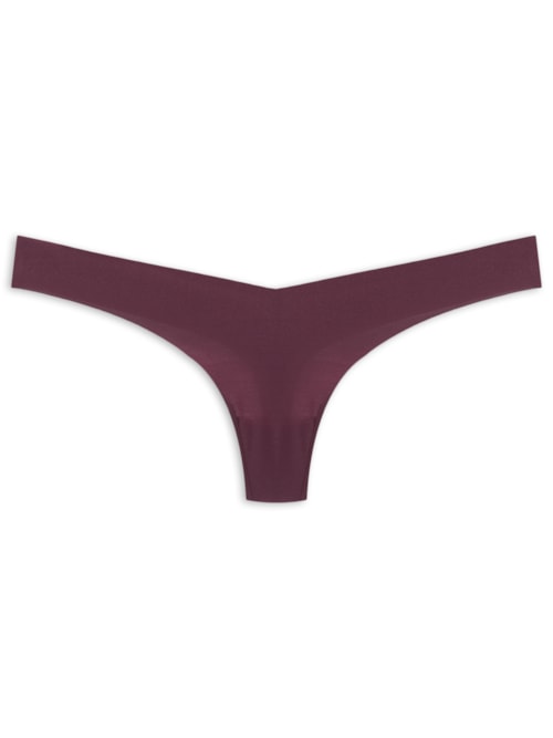Calcinha Fio Dental Em Microfibra Nude - Vermelho