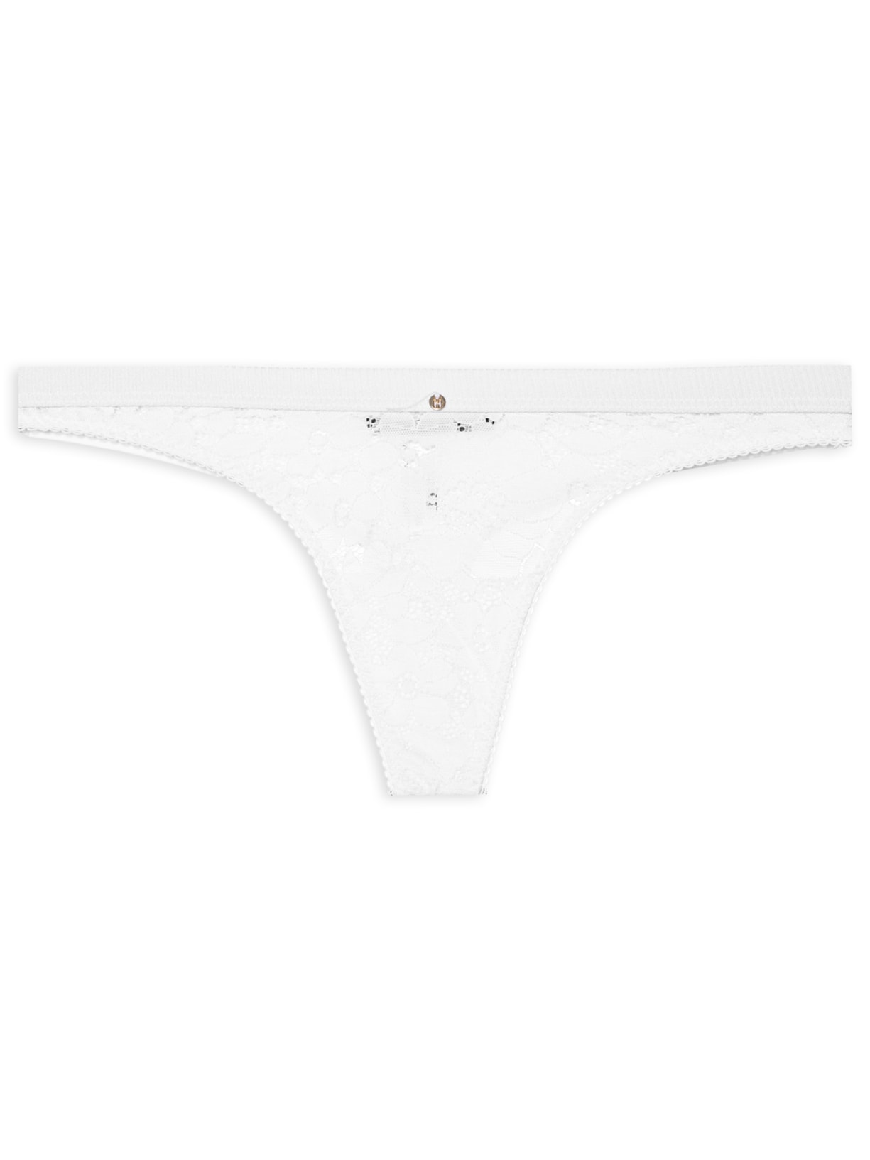 Calcinha Fio Dental Em Renda Floral - Branco