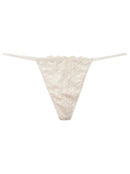 Calcinha Fio Dental Em Renda - Off-White