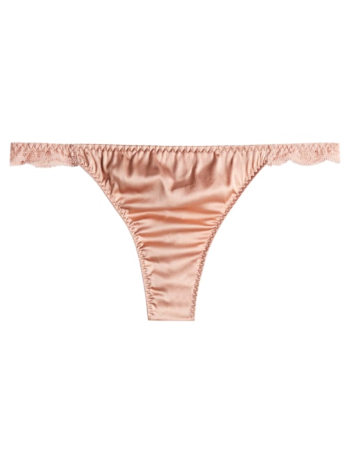 Calcinha Fio Dental Em Seda e Renda - Rosa