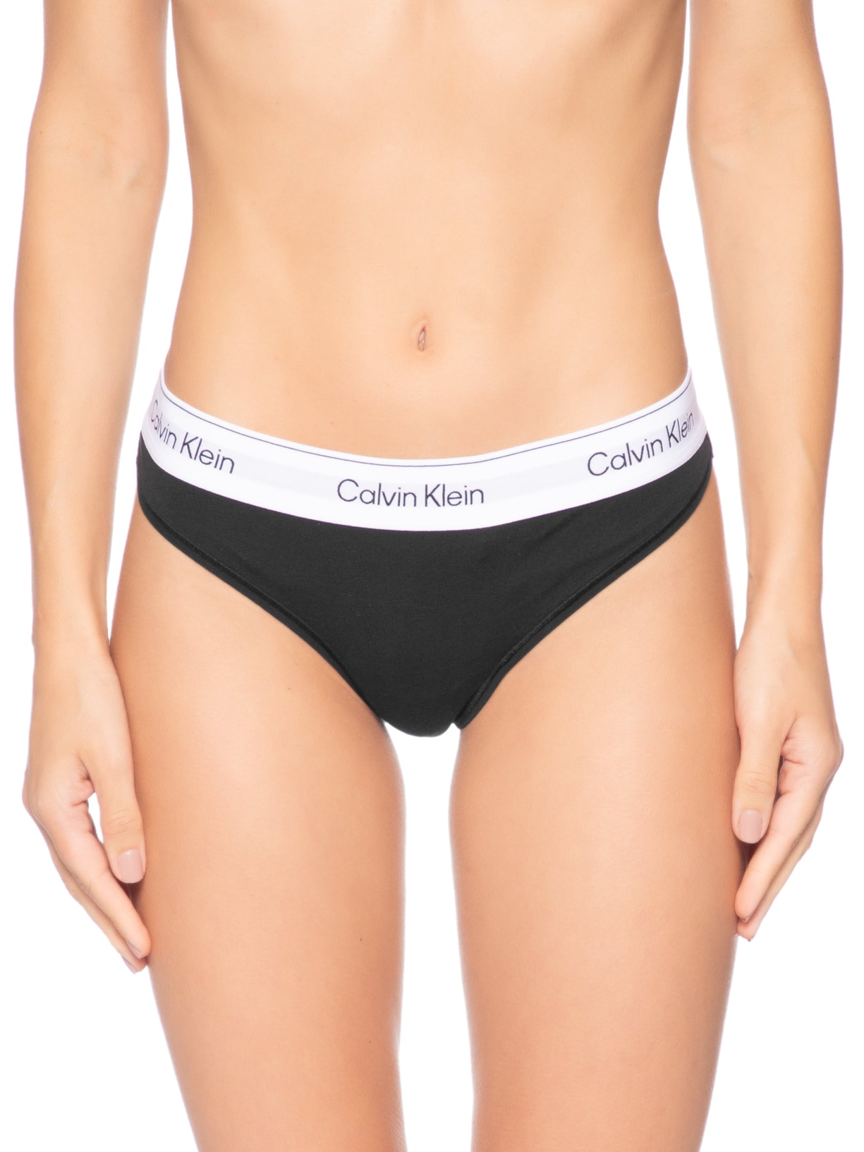 Calcinha Fio Dental Icon Cotton Modal  Preto Calvin Klein Underwear