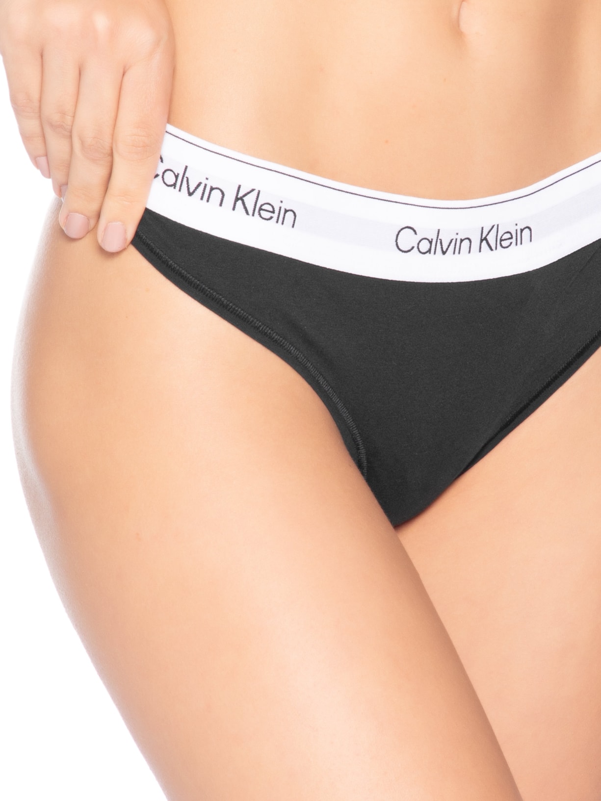 Calcinha Fio Dental Icon Cotton Modal  Preto Calvin Klein Underwear