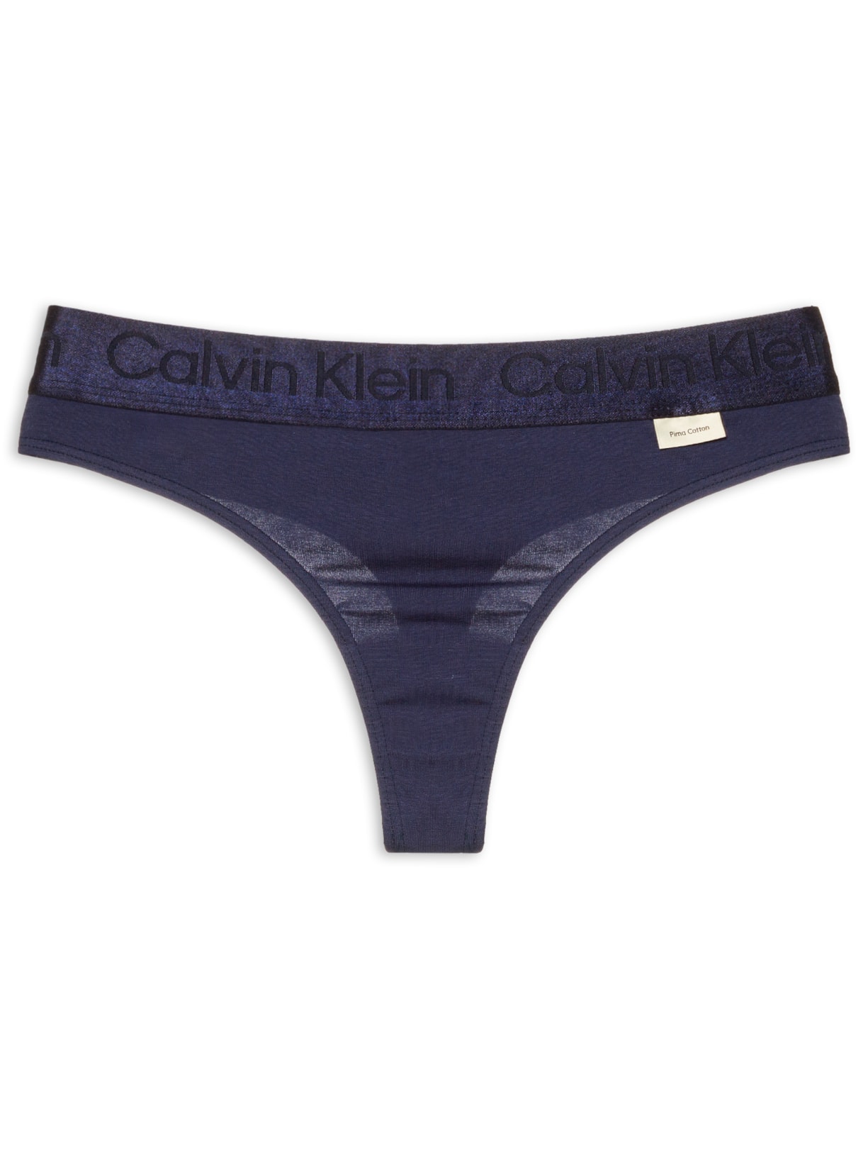 Calcinha Fio Dental Pima Cotton Azul Calvin Klein Underwear