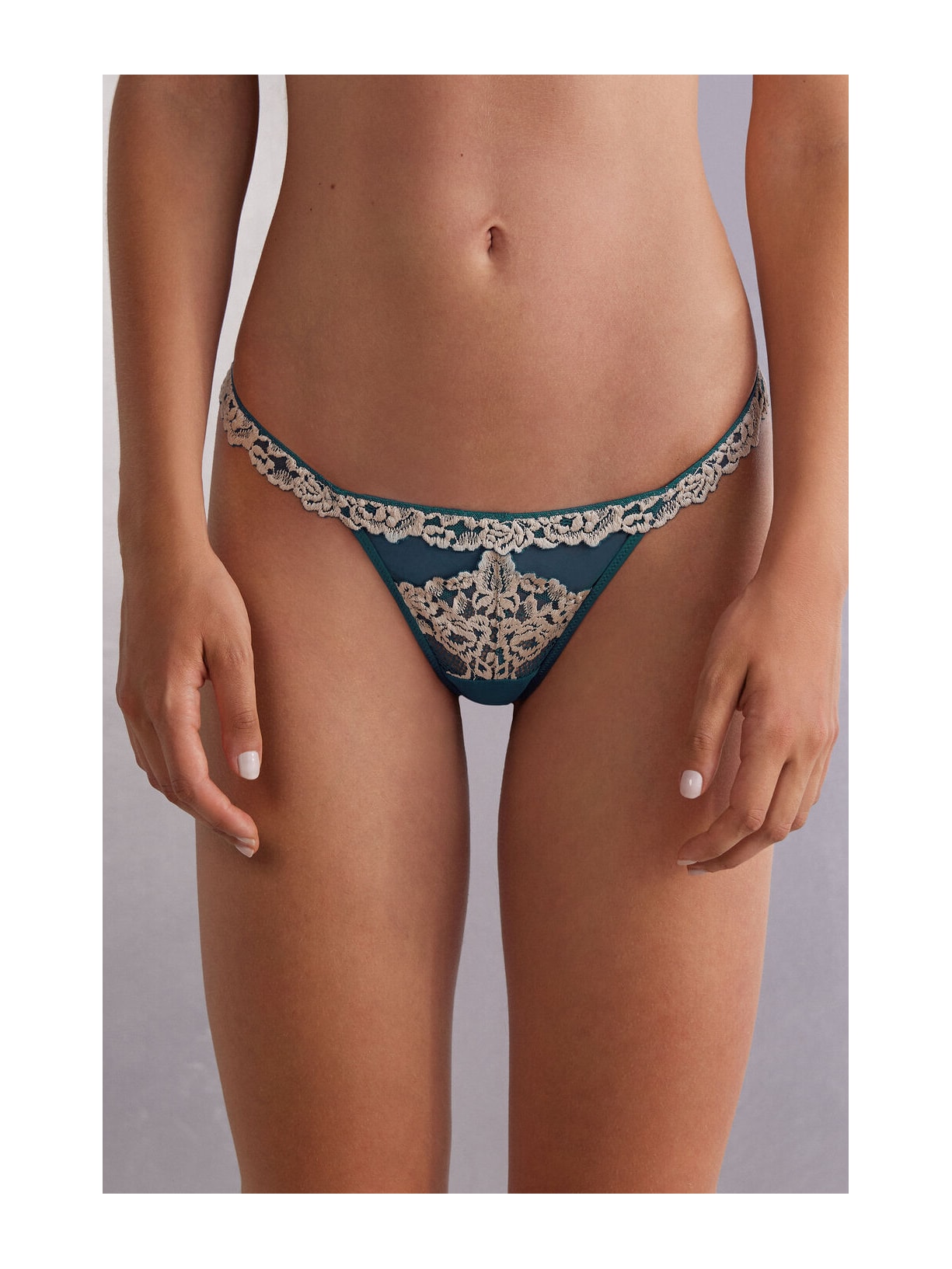Calcinha Fio Dental Pretty Flowers Azul Intimissimi