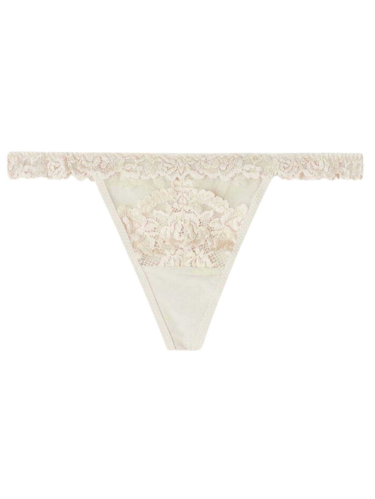 Calcinha Fio Dental Pretty Flowers - Bege