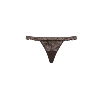 Calcinha Fio Dental Pretty Flowers - Marrom