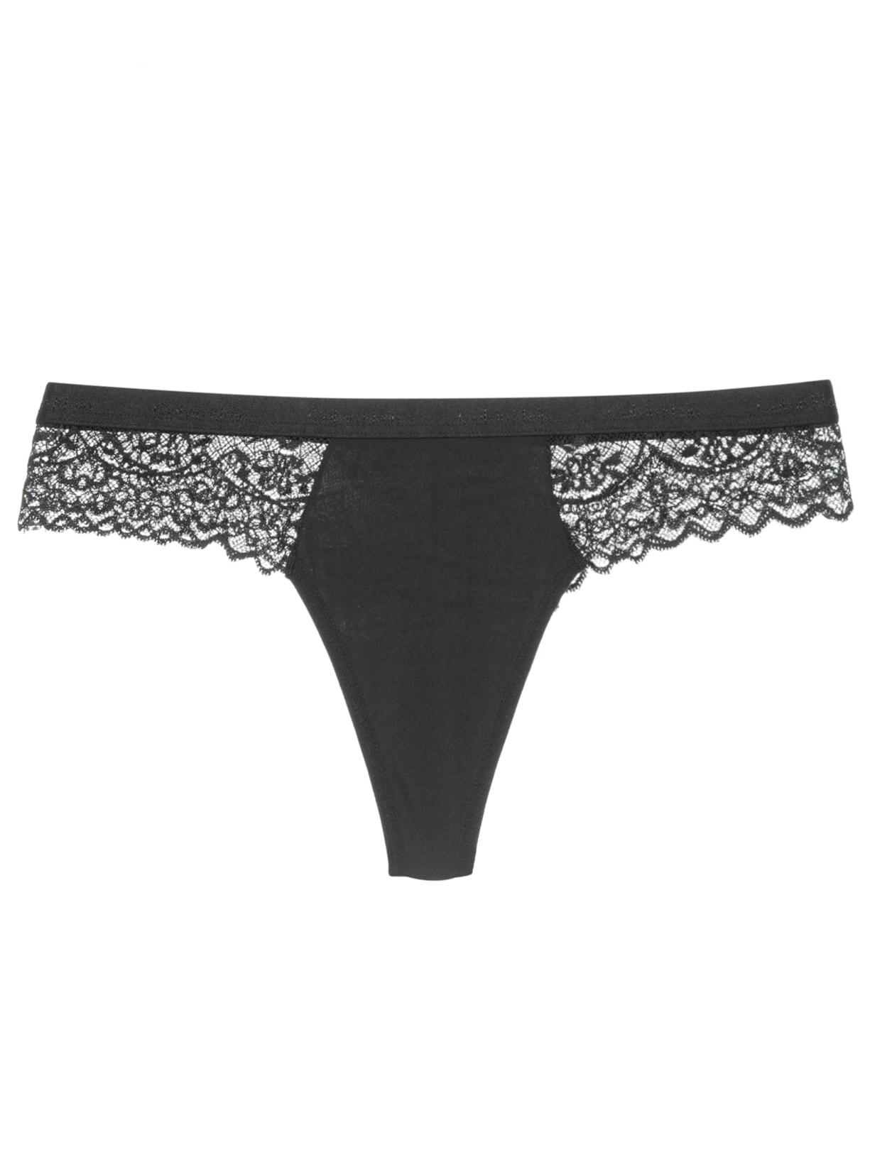 Calcinha Fio Dental Recortes Renda Verona Preto Calvin Klein Underwear