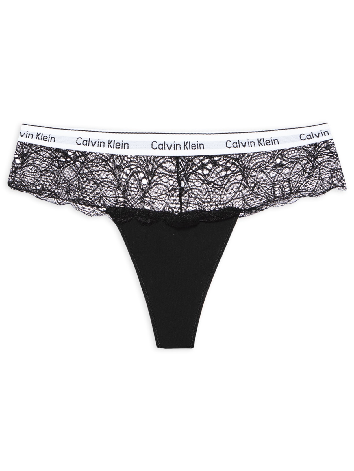 Calcinha Fio Dental String Ck Modern Lace - Preto