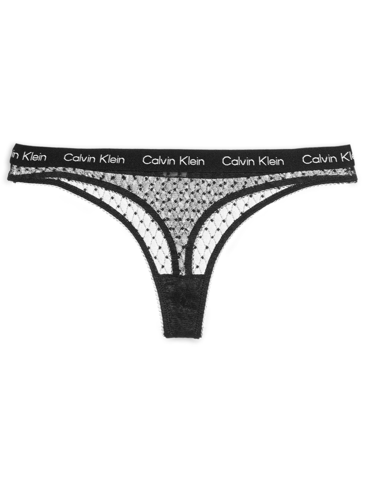 Calcinha Fio Dental Tule Geométrico – Preto Calvin Klein Underwear