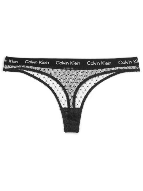 Calcinha Fio Dental Tule Geométrico – Preto