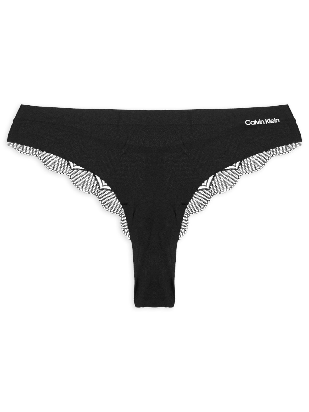 Calcinha Fio Microfibra Lace Touch Preto Calvin Klein Underwear