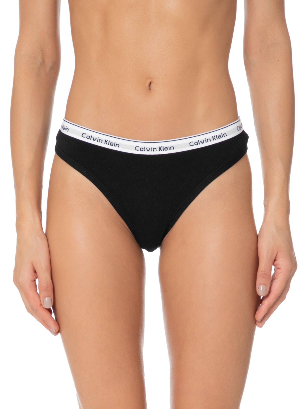 Calcinha Kit 3 Fio Dental Mini Modern Cotton Preto Calvin Klein Underwear