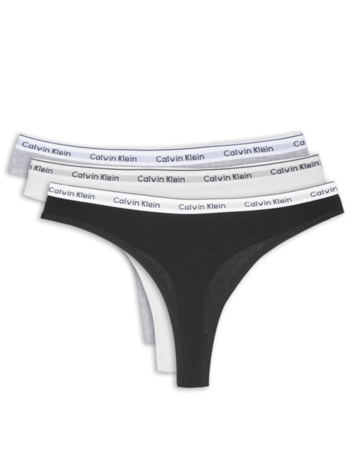 Calcinha Kit 3 Fio Dental Mini Modern Cotton - Preto