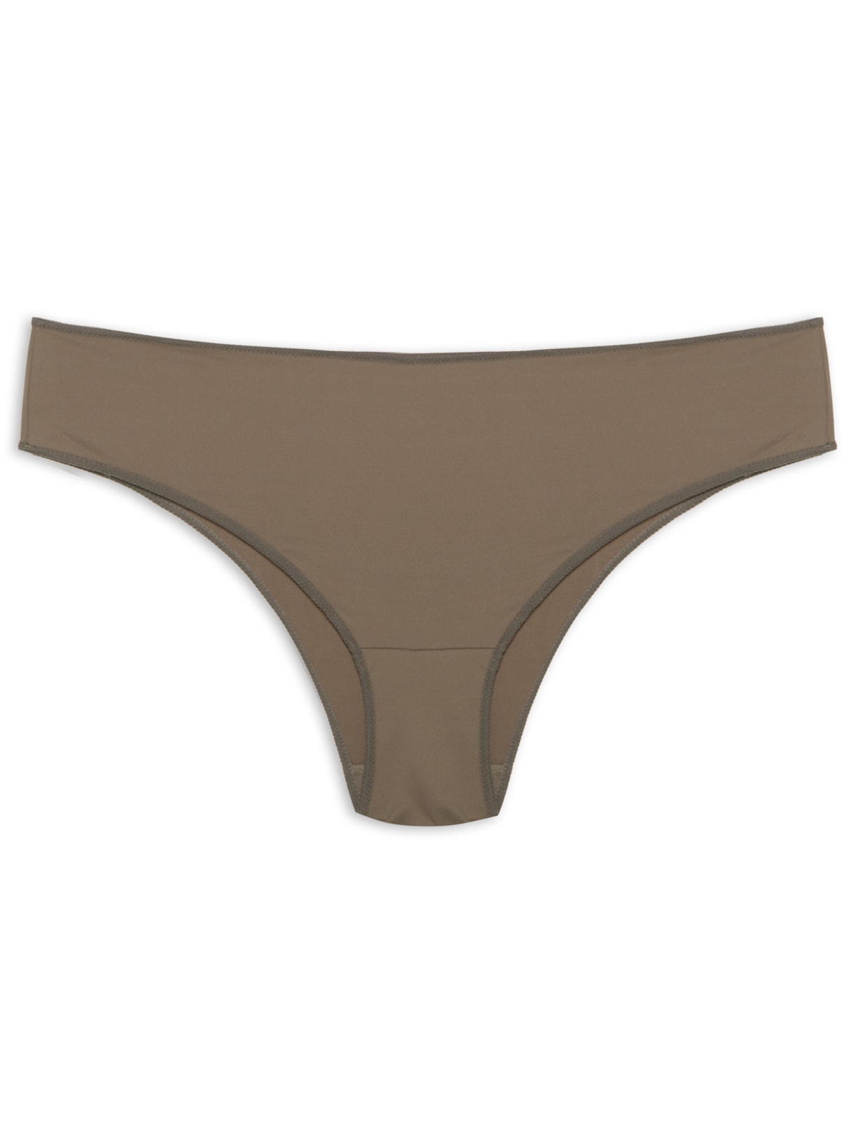 Calcinha Laterais Largas Acabamento Invisível Em Microfibra - Marrom