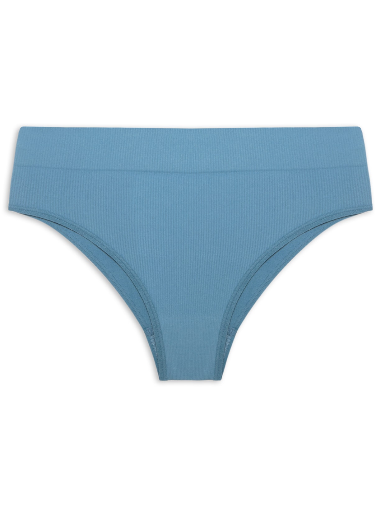Calcinha Laterais Largas Em Microfibra Canelada Free - Azul
