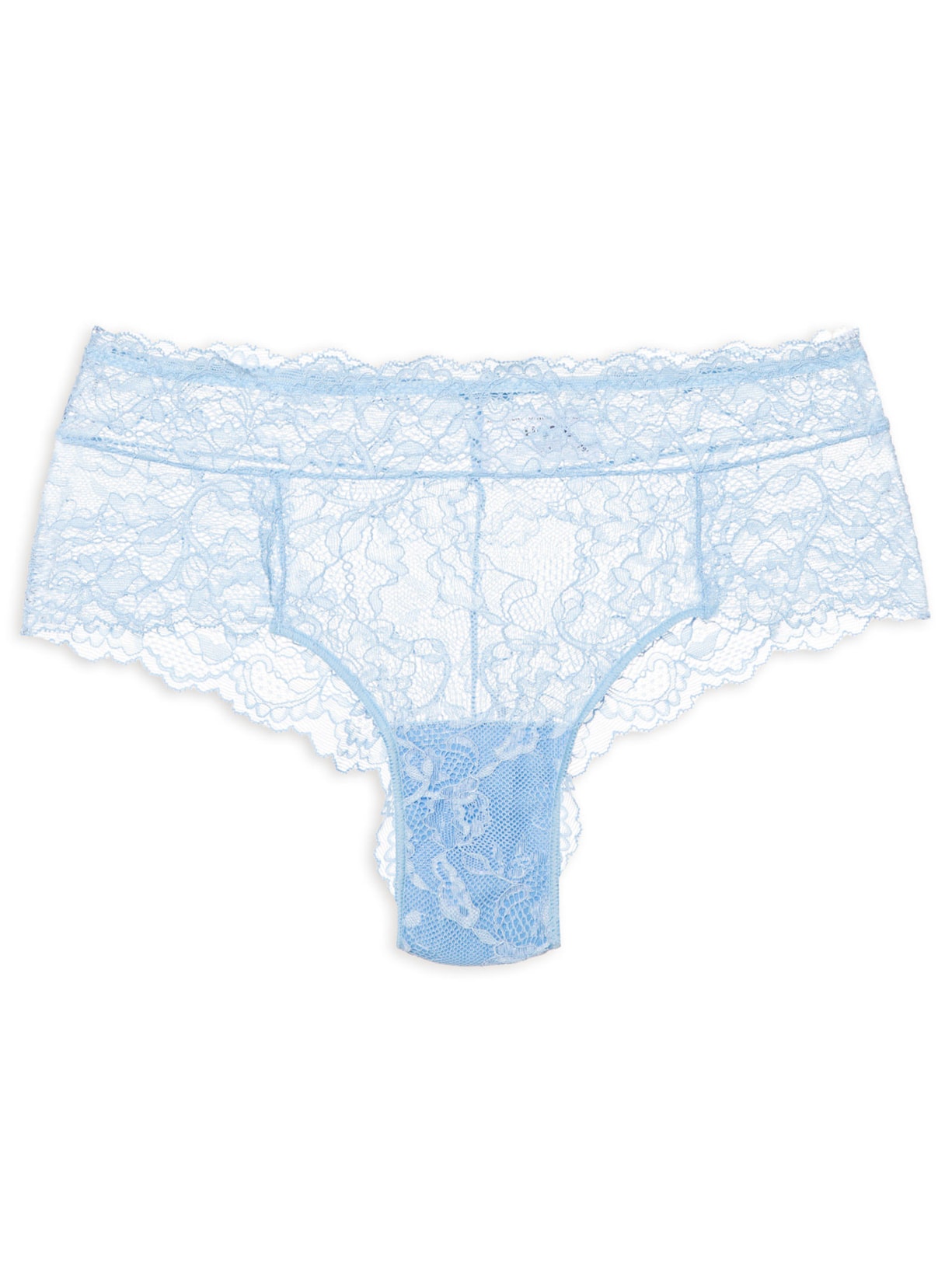 Calcinha Laterais Largas Em Renda - Azul