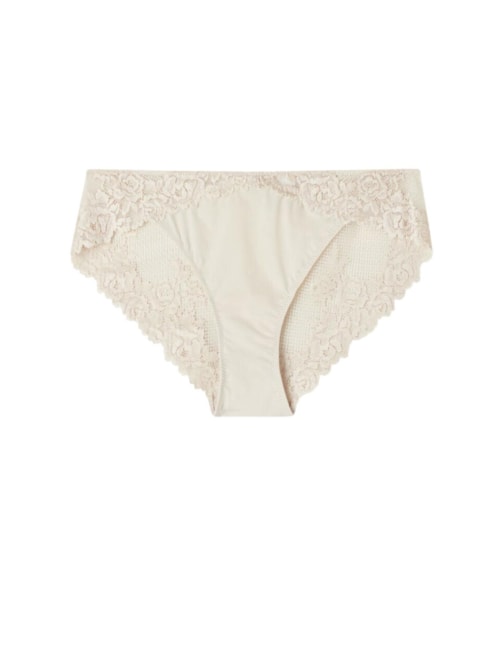 Calcinha Slip Pretty Flowers - Bege