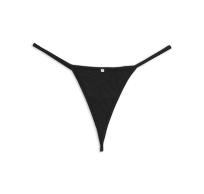 Calcinha String Fio Dental Em Microfibra Acetinada - Preto