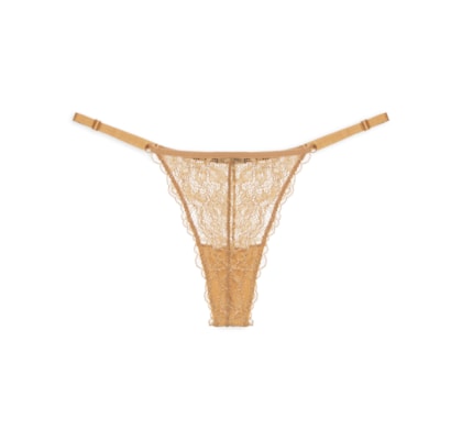 Calcinha String Fio Dental Em Renda - Dourado