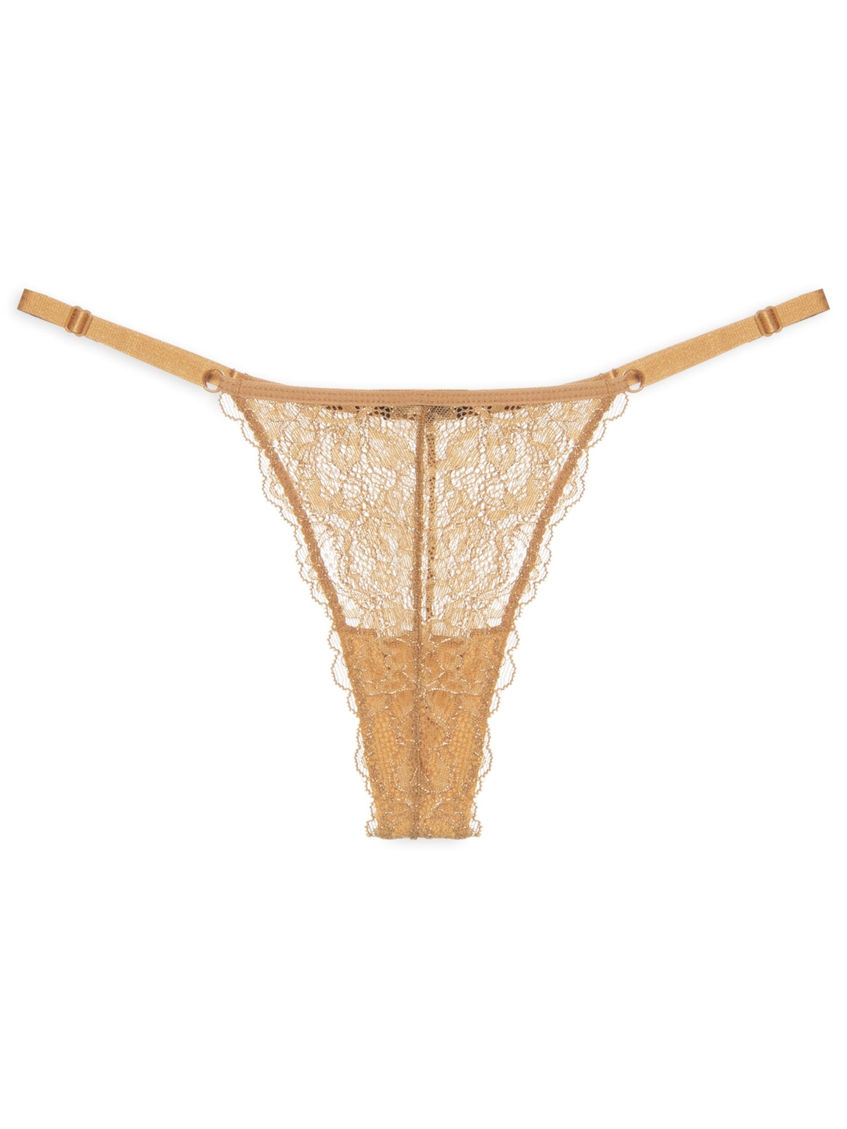 Calcinha String Fio Dental Em Renda - Dourado