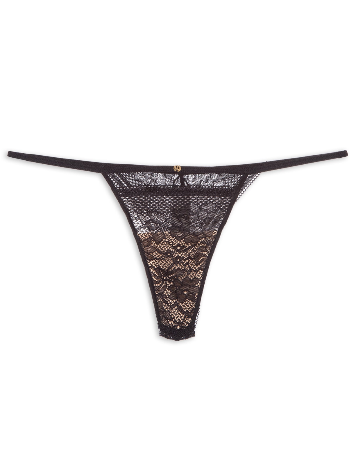 Calcinha String Fio Dental Em Renda - Preto