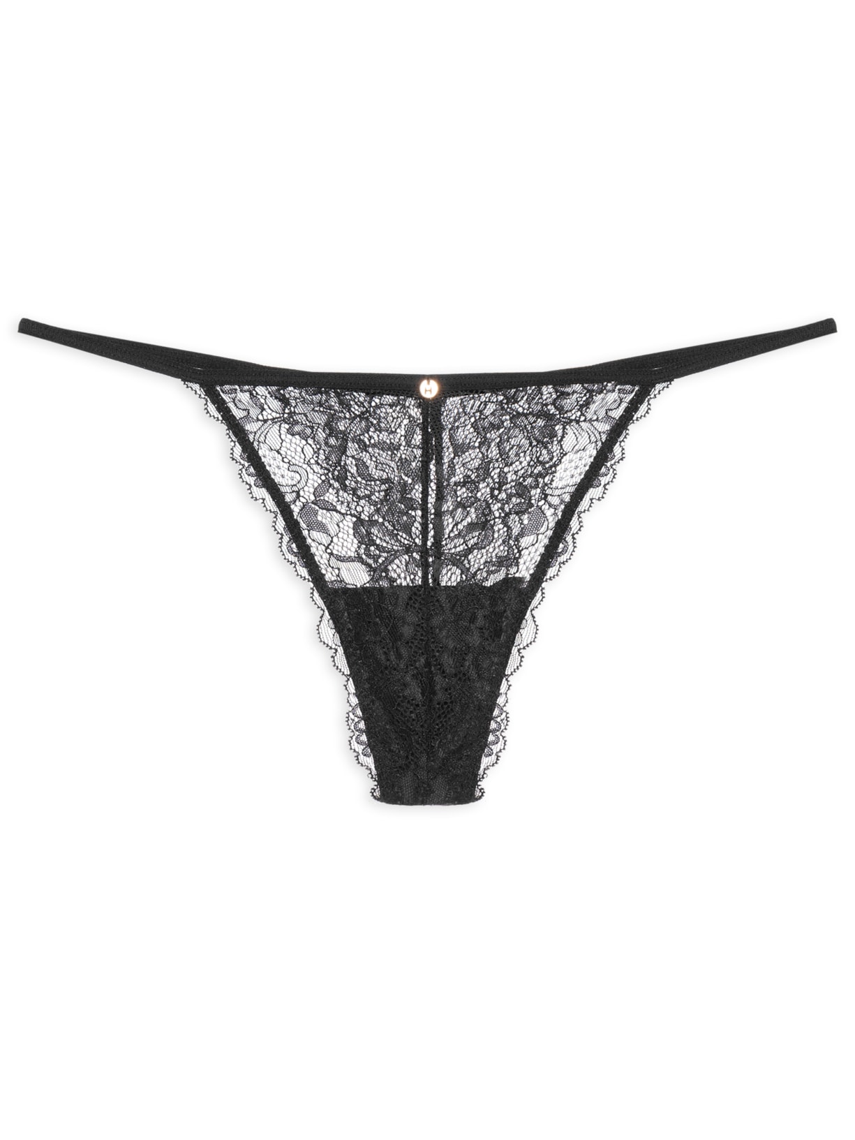 Calcinha String Fio Dental Em Renda - Preto
