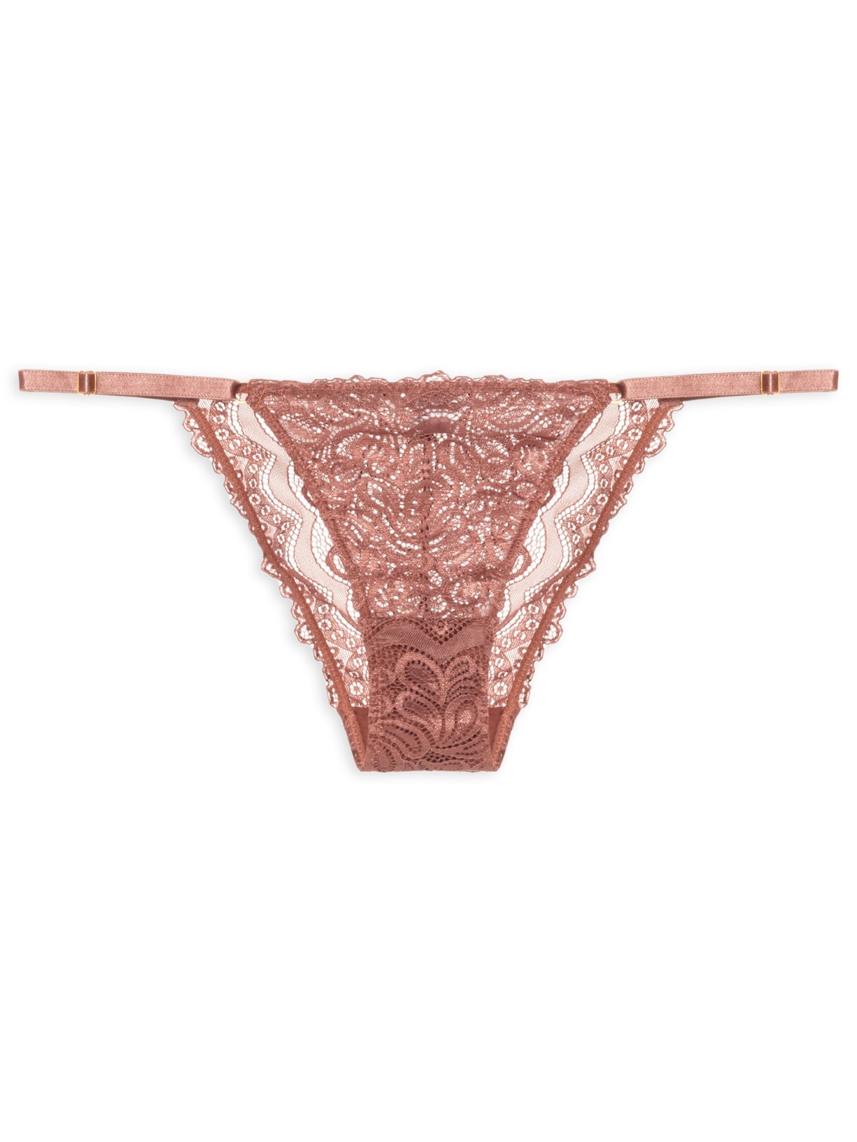 Calcinha String Renda Mocha Mousse - Marrom