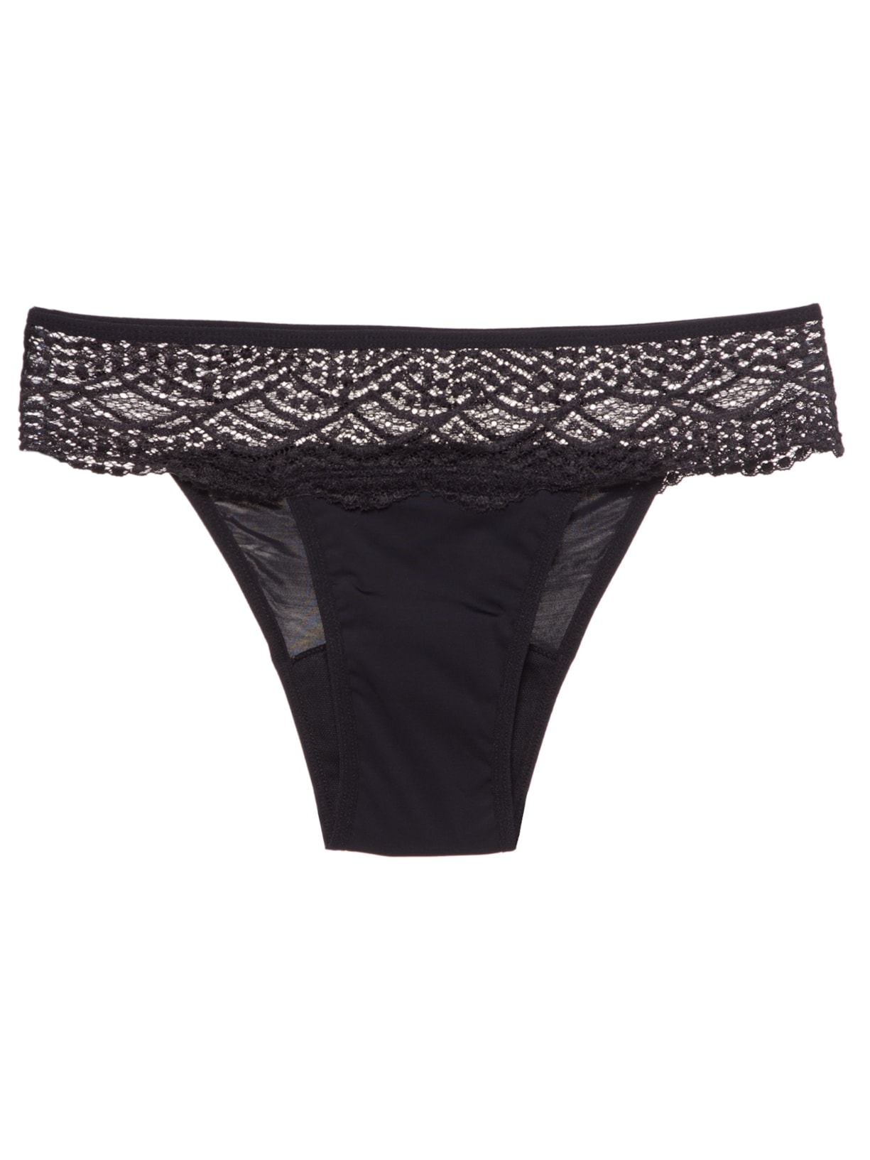 Calcinha Tanga Absorvente Romance Fluxo Moderado - Preto