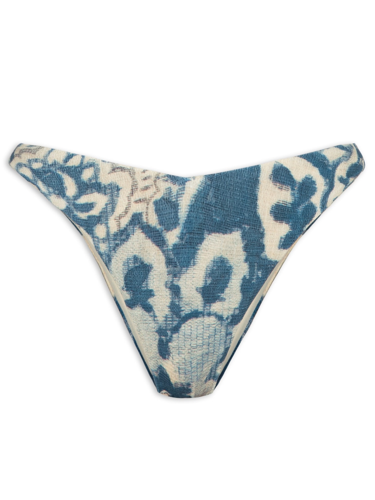 Calcinha Tanga Asa Delta Textura Estampada Azul Cia Marítima