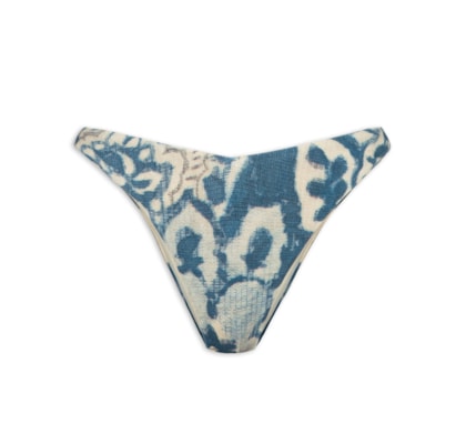 Calcinha Tanga Asa Delta Textura Estampada - Azul