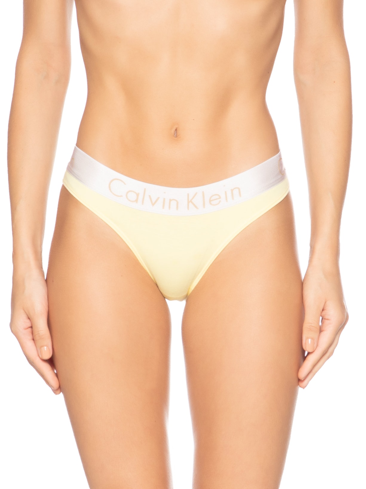 Calcinha Tanga Cotton Ck Reveillon Amarelo Calvin Klein Underwear