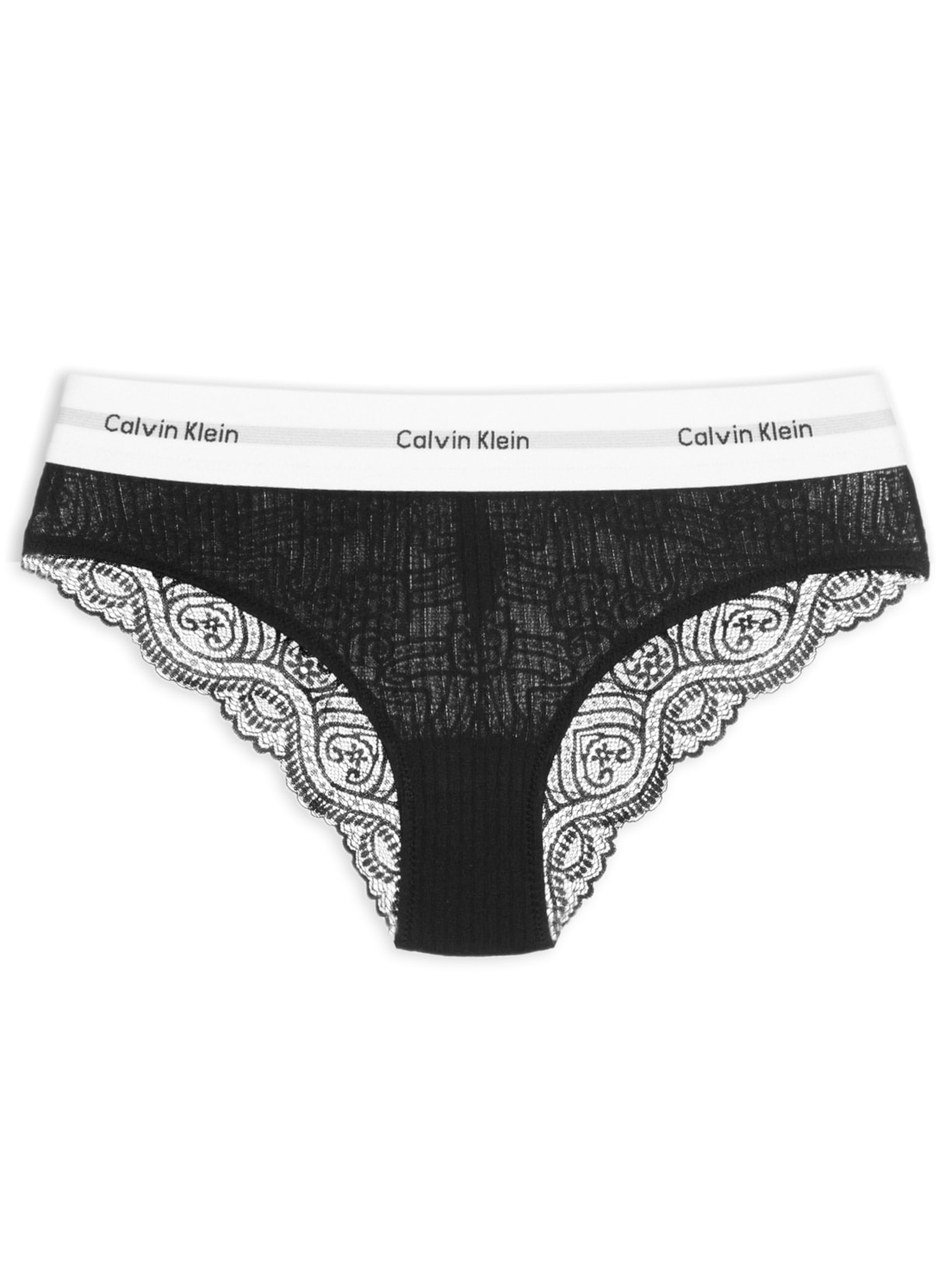 Calcinha Tanga Modal Lace Modern Logo – Preto