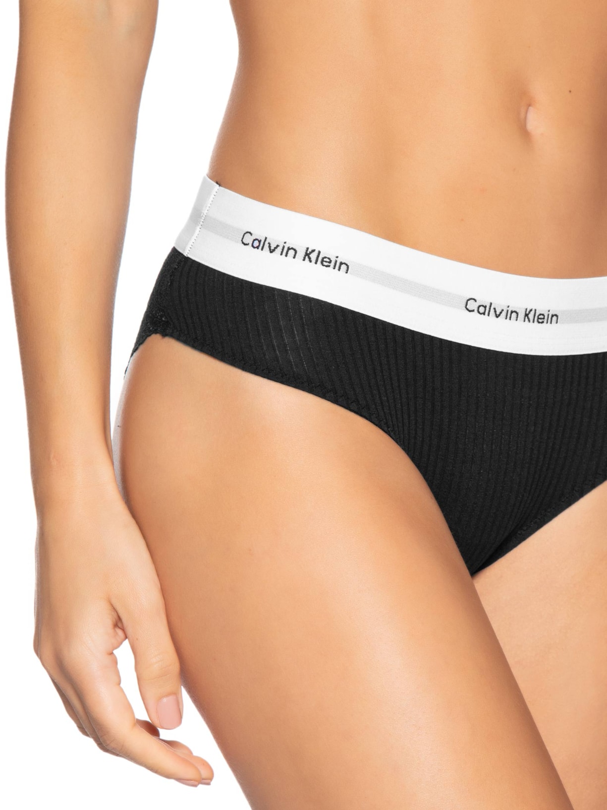 Calcinha Tanga Modal Lace Modern Logo – Preto Calvin Klein Underwear