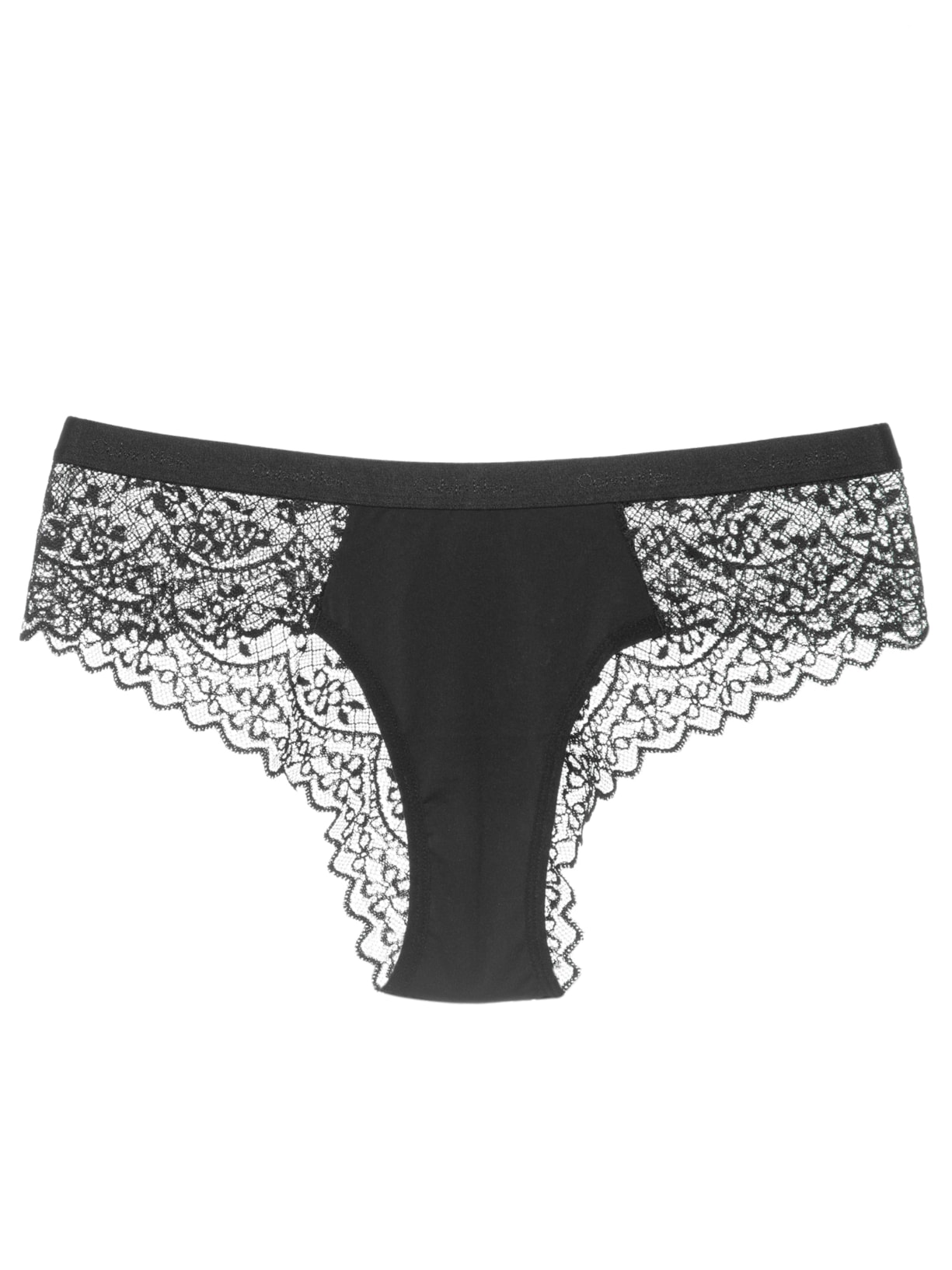 Calcinha Tanga Recortes Renda Verona - Preto