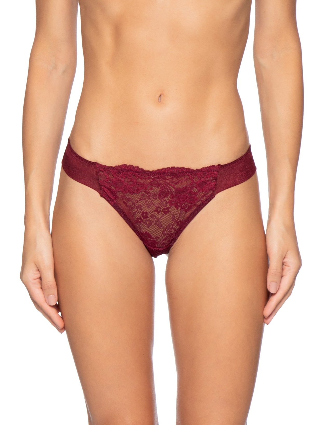 Calcinha Tanga Renda Classic Lace Vermelho Calvin Klein Underwear
