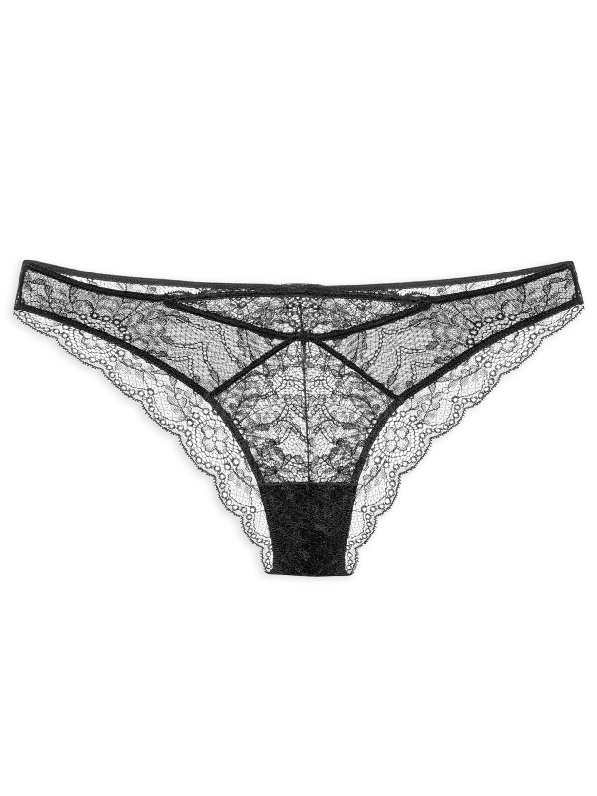 Calcinha Tanga Tule e Renda Napoles - Preto